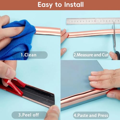 HASTHIP® 1 Roll Rose Gold Wall Molding Trim Apply in Table Edge Door Frame Baseboard Corner Guards Caulk Strip 9.84ft x 0.78in 3PCS HASTHIP® 1 Roll Rose Gold Wall Molding Trim Apply in Table Edge Door Frame Baseboard Corner Guards Caulk Strip 9.84ft x 0.78in 3PCS